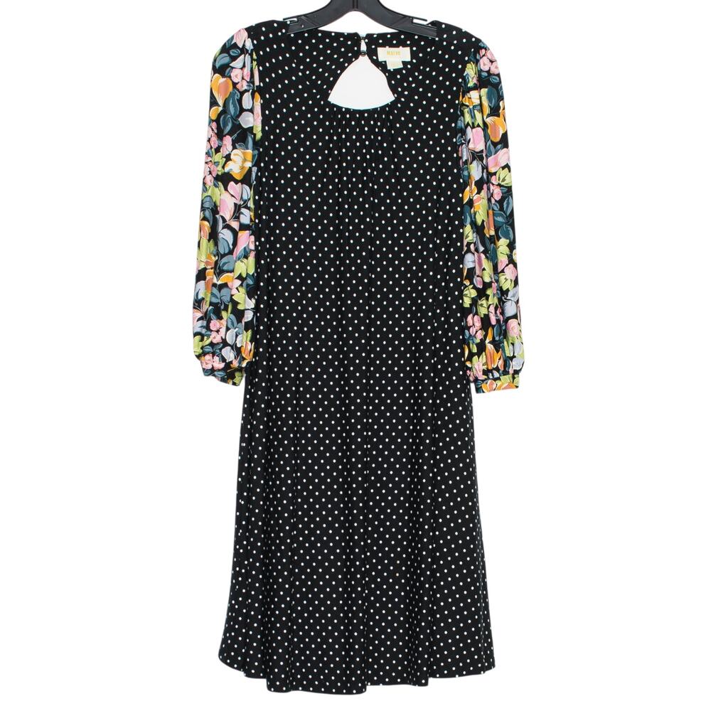 Maeve Anthropologie Cottagecore Boho Dress Polka Dot Floral Balloon Sleeve S
